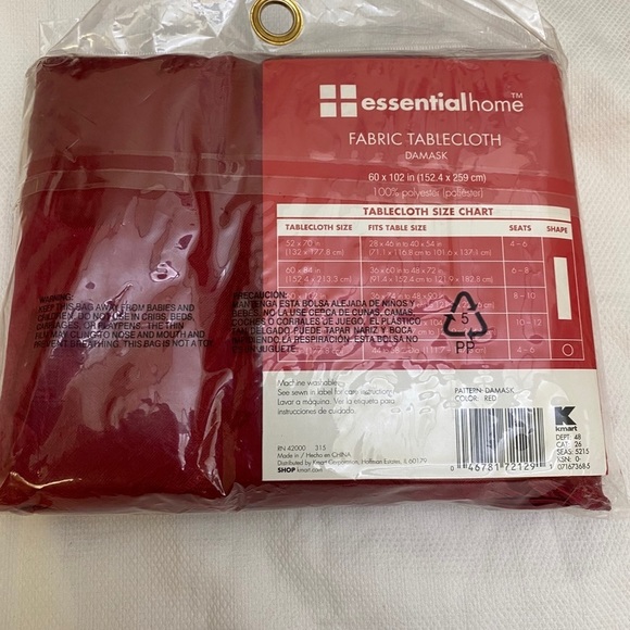 Essential Home Fabric Damask Tablecloth RED NWT - Picture 3 of 6